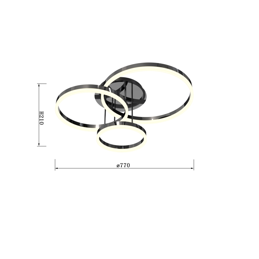 Wofi 9049-405 - Dimmbare LED-Anbauleuchte PERPIGNAN LED/51W/230V schwarz/glänzendes Chrom