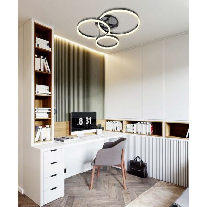 Wofi 9049-405 - LED Dimmbarer Deckenleuchter PERPIGNAN LED/51W/230V Schwarz/Glänzendes Chrom