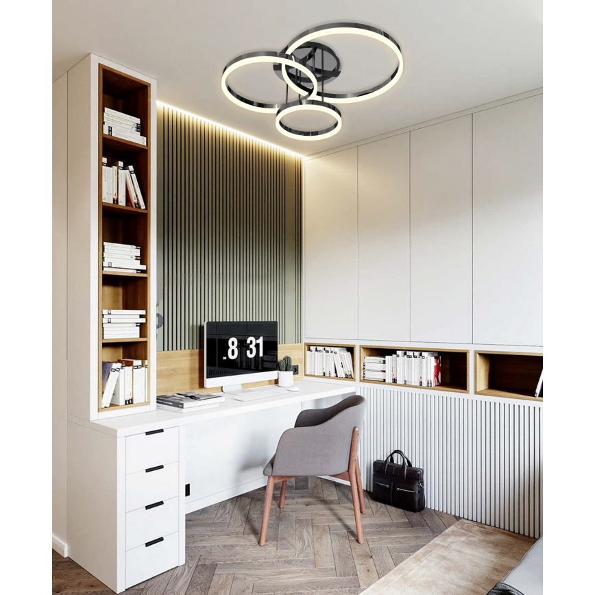 Wofi 9049-405 - LED Dimmbarer Deckenleuchter PERPIGNAN LED/51W/230V Schwarz/Glänzendes Chrom