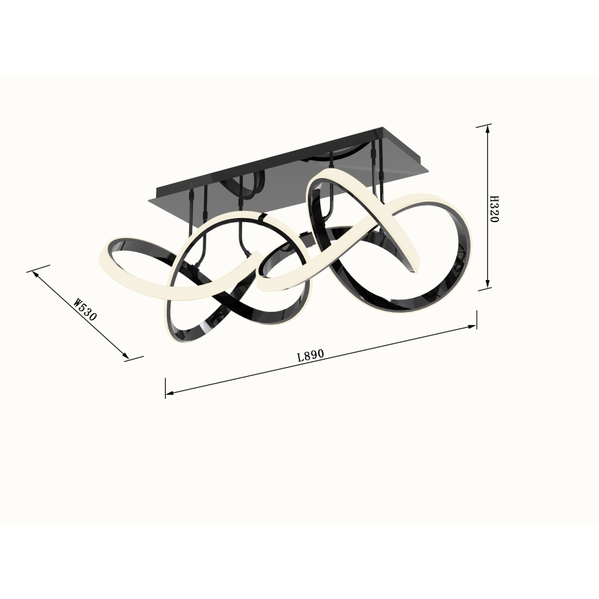 Wofi 9134-205 - LED Deckenleuchte dimmbar INDIGO LED/64W/230V schwarz/glänzender Chrom