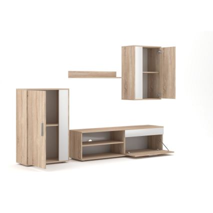 Wohnwand BRICK Sonoma-Eiche/Weiß