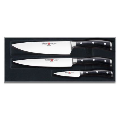 Wüsthof - CLASSIC IKON 3-teiliges Küchenmesserset, schwarz