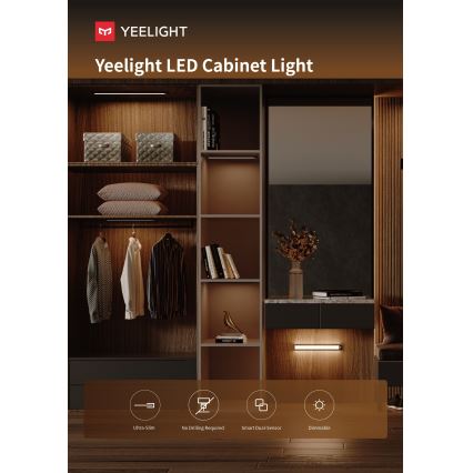 Yeelight - Dimmbare aufladbare LED-Möbelbeleuchtung mit Sensor LED/1,8W/1100 mAh 4000K 20 cm silbern