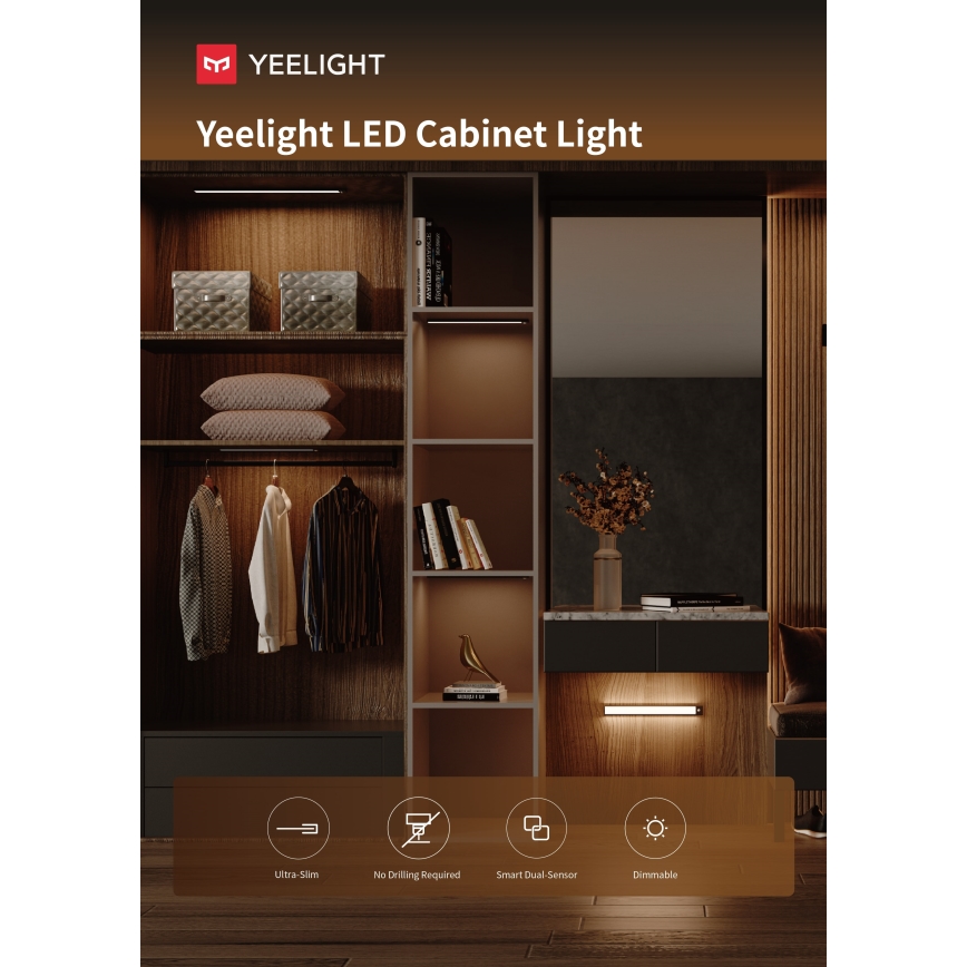 Yeelight - Dimmbare aufladbare LED-Möbelbeleuchtung mit Sensor LED/2,4W/2200 mAh 4000K 60 cm schwarz