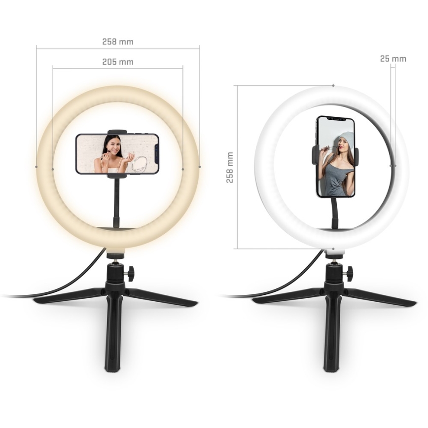 Yenkee - Dimmbare LED-RGB-Lampe mit Stativ und Halter für Vlogging LED/5V + Fernbedienung