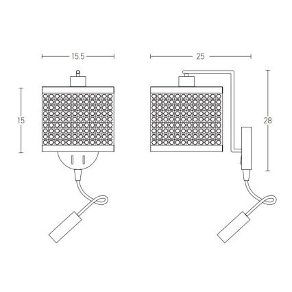 Zambelis 20355 - LED-Wandlampe 1xE27/40W + LED/3W/230V Rattan