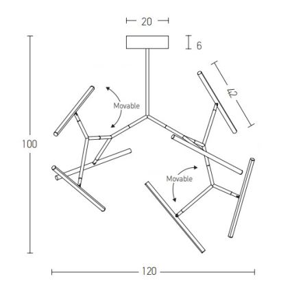 Zambelis 2072 - Dimmbare LED-Hängeleuchte an Stange LED/68W/230V schwarz