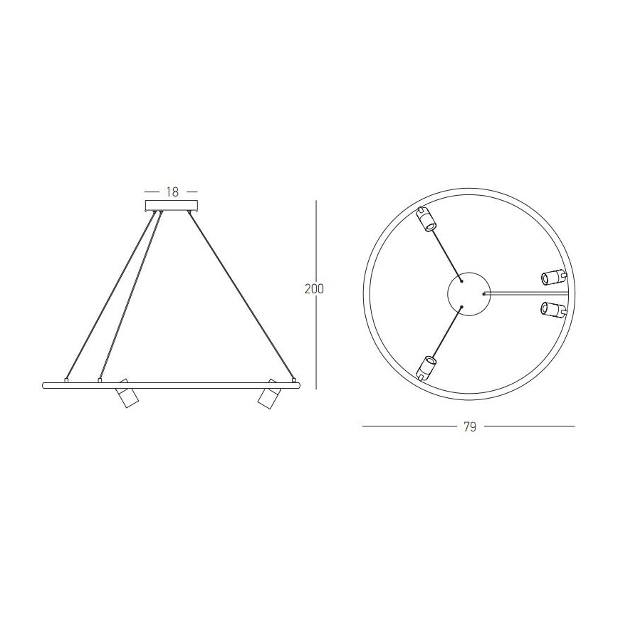 Zambelis 22013 - Dimmbare LED-Hängeleuchte an Schnur LED/59W/230V d 79 cm schwarz