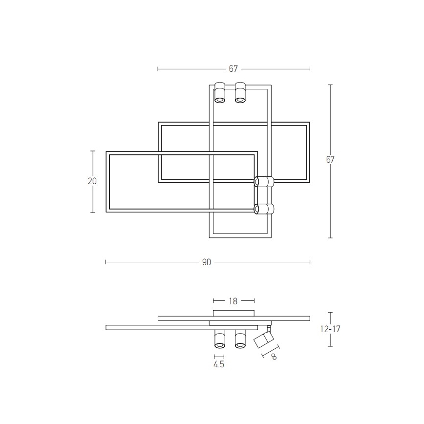 Zambelis 22020 - Dimmbare LED-Aufbauleuchte LED/52W/230V
