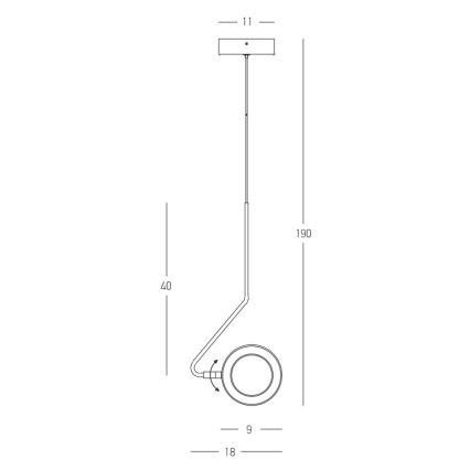 Zambelis 22045 - Dimmbare LED-Hängeleuchte an Schnur LED/7W/230V CRI90 schwarz