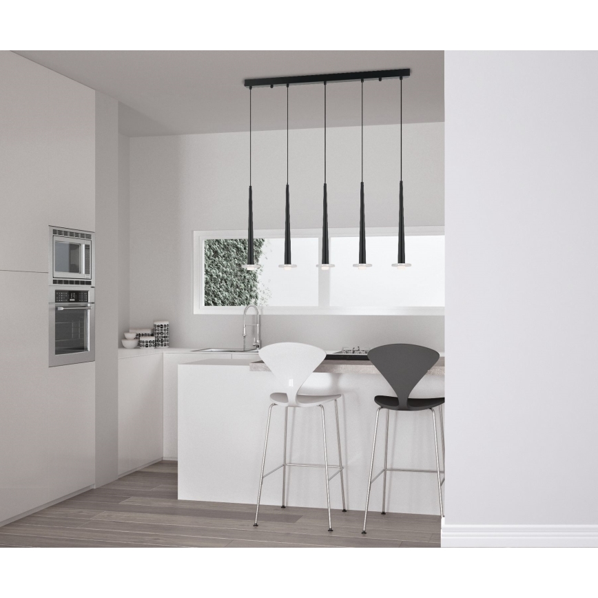 Zambelis 22112 - Dimmbare LED-Hängeleuchte an Schnur 5xLED/3W/230V CRI90 schwarz