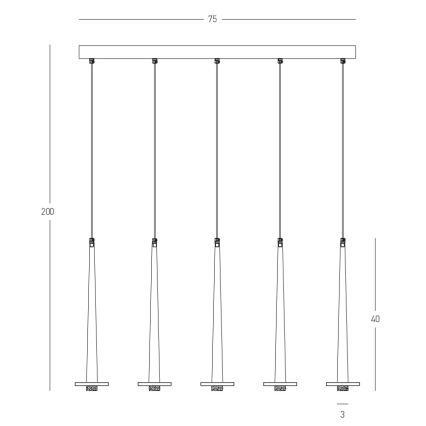 Zambelis 22112 - Dimmbare LED-Hängeleuchte an Schnur 5xLED/3W/230V CRI90 schwarz