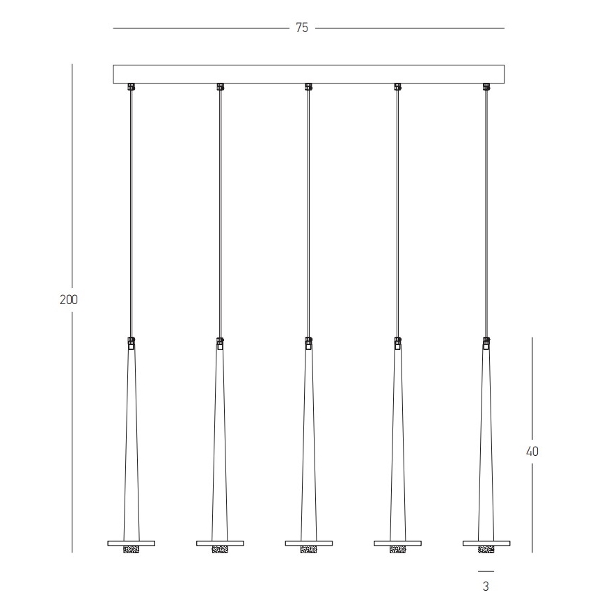 Zambelis 22112 - Dimmbare LED-Hängeleuchte an Schnur 5xLED/3W/230V CRI90 schwarz