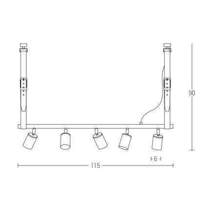 Zambelis 22224 - Hängeleuchte an Schnur 5xGU10/25W/230V