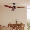 ZEVENTI - Deckenventilator CUENCA Wi-Fi Tuya schwarz/Eiche + Fernbedienung