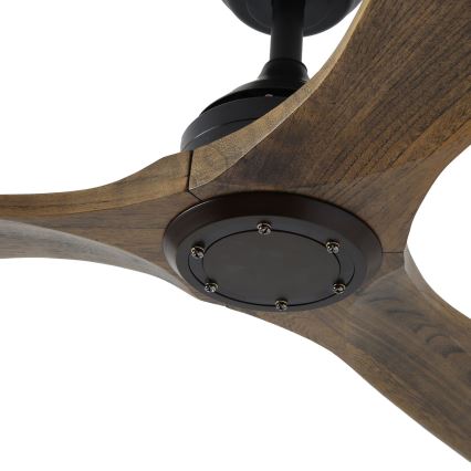 ZEVENTI - Deckenventilator LAURIA Wi-Fi Tuya schwarz/Eiche + Fernbedienung