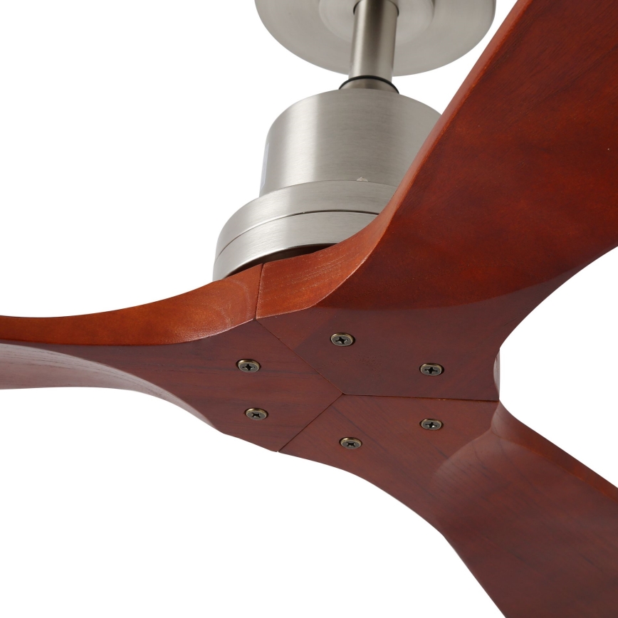 ZEVENTI - Deckenventilator LIONI Wi-Fi Tuya matt Chrom/Eiche + Fernbedienung