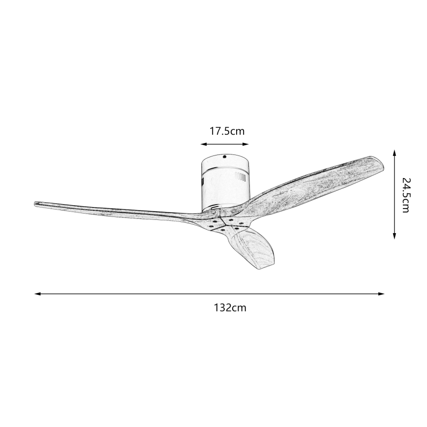 ZEVENTI - Deckenventilator SPELLO Wi-Fi Tuya schwarz/Eiche + Fernbedienung