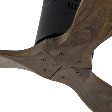 ZEVENTI - Deckenventilator SPELLO Wi-Fi Tuya schwarz/Eiche + Fernbedienung