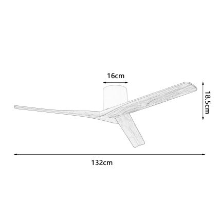 ZEVENTI - Deckenventilator VELLON Wi-Fi Tuya weiß/Paulownia + Fernbedienung