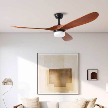 ZEVENTI - Dimmbarer LED-Deckenventilator GINOSA LED/18W/230V 3000-6000K Wi-Fi Tuya schwarz/Eiche + Fernbedienung