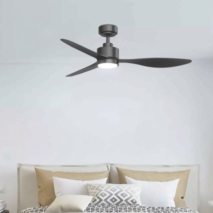 ZEVENTI - Dimmbarer LED-Deckenventilator ULUWATU LED/20W/230V 2700-6500K 132 cm schwarz + Fernbedienung