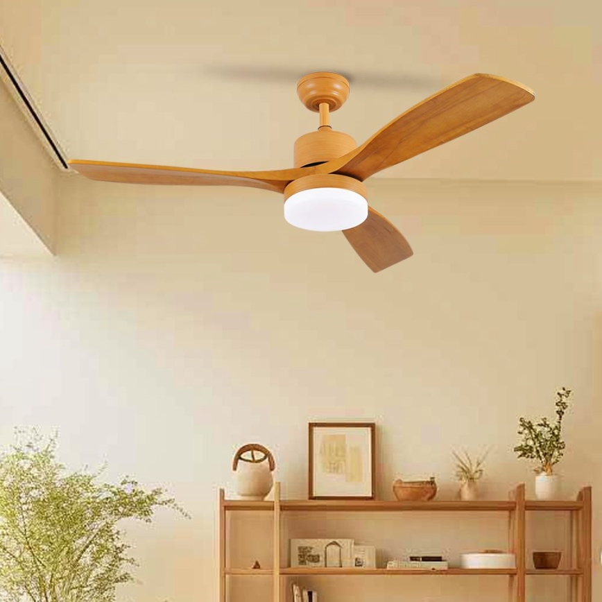 ZEVENTI - Dimmbarer LED-Deckenventilator MARE LED/24W/230V 3000-6000K Wi-Fi Tuya Eiche + Fernbedienung
