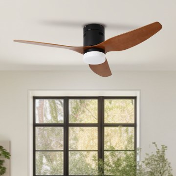 ZEVENTI - Dimmbarer LED-Deckenventilator PADUA LED/18W/230V 3000-6000K Wi-Fi Tuya schwarz/braun + Fernbedienung