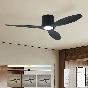 ZEVENTI - dimmbarer LED-Deckenventilator VENTORA LED/24W/230V 3000/4000/6000K Wi-Fi Tuya schwarz + Fernbedienung