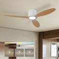 ZEVENTI - Dimmbarer LED-Deckenventilator VENTORA LED/24W/230V 3000/4000/6000K Wi-Fi Tuya weiß/Eiche + Fernbedienung