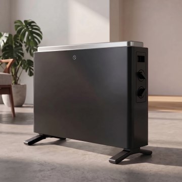ZEVENTI - Elektrischer Direktheizer/Konvektor 800/1200/2000W/230V schwarz