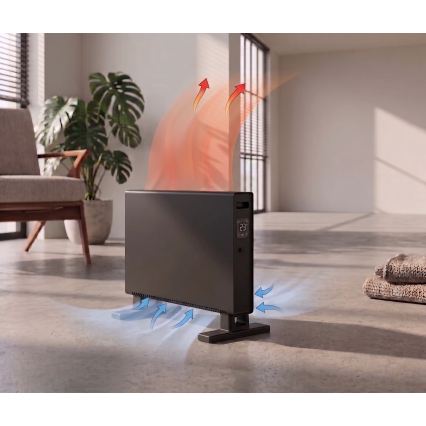 ZEVENTI - Elektrischer Direktheizer/Konvektor mit LCD-Display 1250/2000 W/230 V, schwarz + Fernbedienung