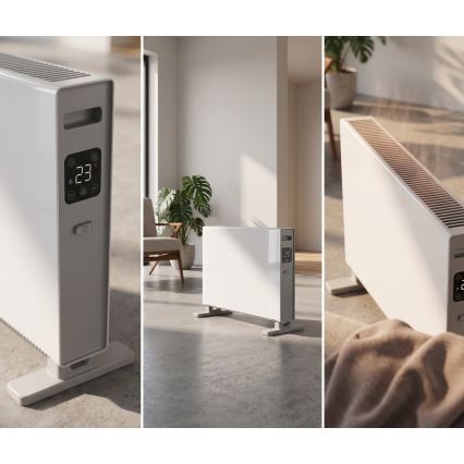ZEVENTI - Elektrischer Direktheizer/Konvektor mit LCD-Display 1250/2000W/230V weiß + Fernbedienung