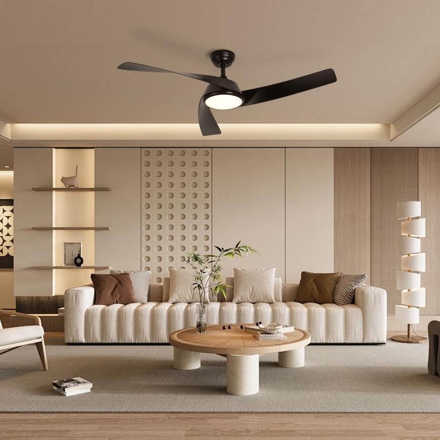 ZEVENTI - Dimmbarer LED-Deckenventilator AERYS LED/24W/230V 3000/4000/6000K Wi‑Fi Tuya schwarz + Fernbedienung