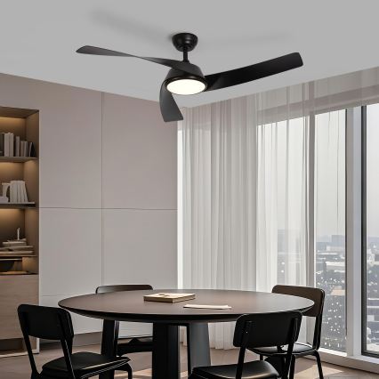 ZEVENTI - Dimmbarer LED-Deckenventilator AERYS LED/24W/230V 3000/4000/6000K Wi‑Fi Tuya schwarz + Fernbedienung