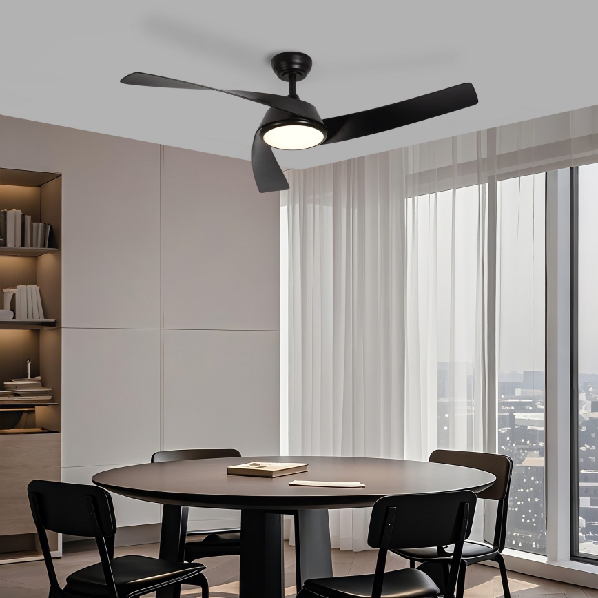 ZEVENTI - Dimmbarer LED-Deckenventilator AERYS LED/24W/230V 3000/4000/6000K Wi‑Fi Tuya schwarz + Fernbedienung