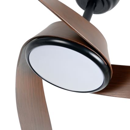 ZEVENTI - dimmbarer LED-Deckenventilator AERYS LED/24W/230V 3000/4000/6000K Wi‑Fi Tuya schwarz/nussbaum + Fernbedienung