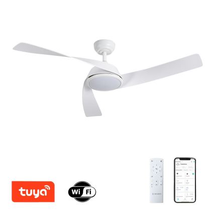ZEVENTI - LED-dimmbarer Deckenventilator AERYS LED/24W/230V 3000/4000/6000K Wi-Fi Tuya weiß + Fernbedienung