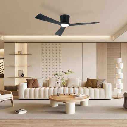 ZEVENTI - LED dimmbarer Deckenventilator AUREX LED/24W/230V 3000/4000/6000K Wi-Fi Tuya schwarz + Fernbedienung