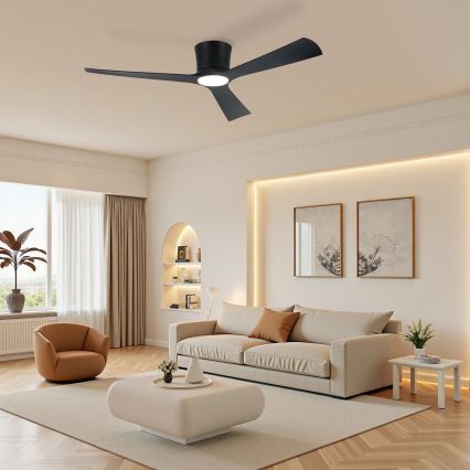 ZEVENTI - LED dimmbarer Deckenventilator AUREX LED/24W/230V 3000/4000/6000K Wi-Fi Tuya schwarz + Fernbedienung
