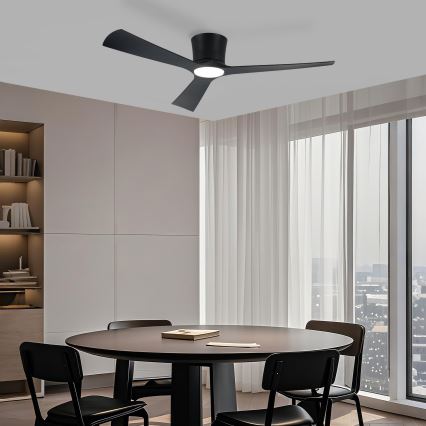 ZEVENTI - LED dimmbarer Deckenventilator AUREX LED/24W/230V 3000/4000/6000K Wi-Fi Tuya schwarz + Fernbedienung