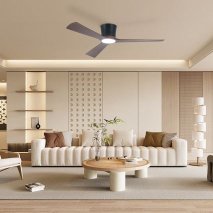 ZEVENTI - dimmbarer LED-Deckenventilator AUREX LED/24W/230V 3000/4000/6000K Wi-Fi Tuya schwarz/nussbaum + Fernbedienung