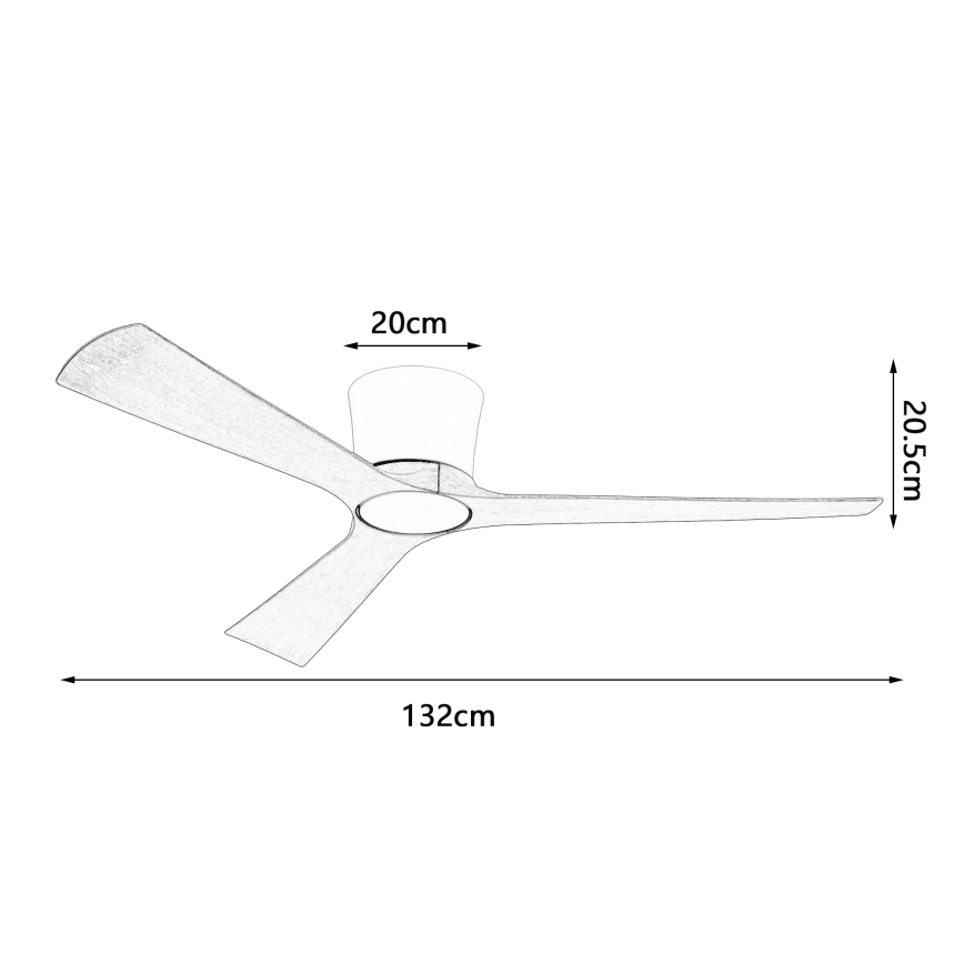 ZEVENTI - LED-dimmbarer Deckenventilator AUREX LED/24W/230V 3000/4000/6000K Wi-Fi Tuya weiß/Eiche + Fernbedienung