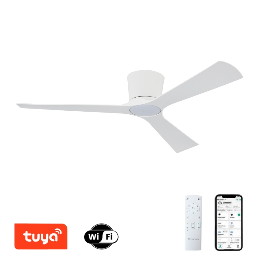 ZEVENTI - LED dimmbarer Deckenventilator AUREX LED/24W/230V 3000/4000/6000K Wi-Fi Tuya weiß + Fernbedienung