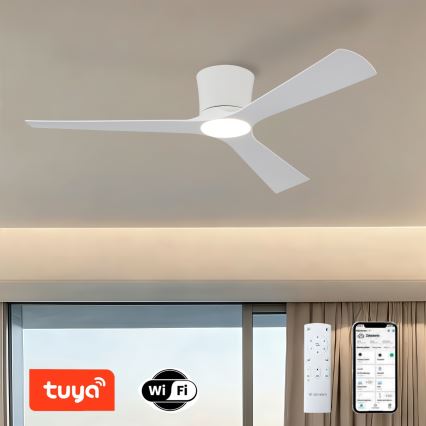 ZEVENTI - LED dimmbarer Deckenventilator AUREX LED/24W/230V 3000/4000/6000K Wi-Fi Tuya weiß + Fernbedienung