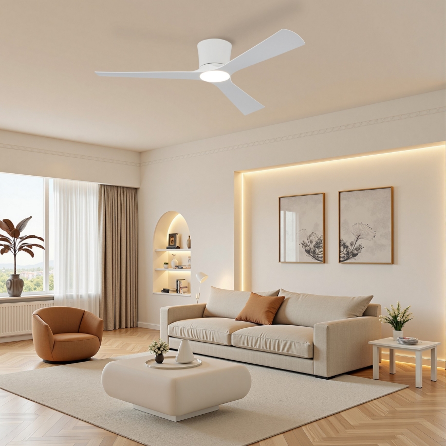 ZEVENTI - LED dimmbarer Deckenventilator AUREX LED/24W/230V 3000/4000/6000K Wi-Fi Tuya weiß + Fernbedienung