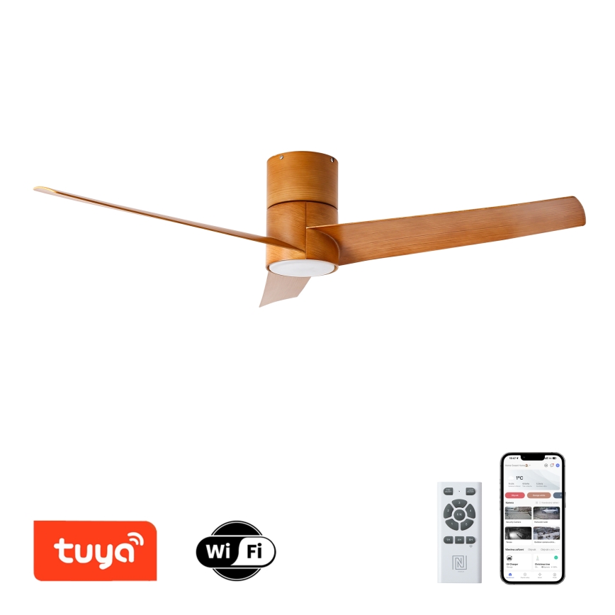 ZEVENTI - LED-Deckenventilator BARROSA LED/18W/230V 3000/4000/6000K Wi-Fi Tuya braun + Fernbedienung