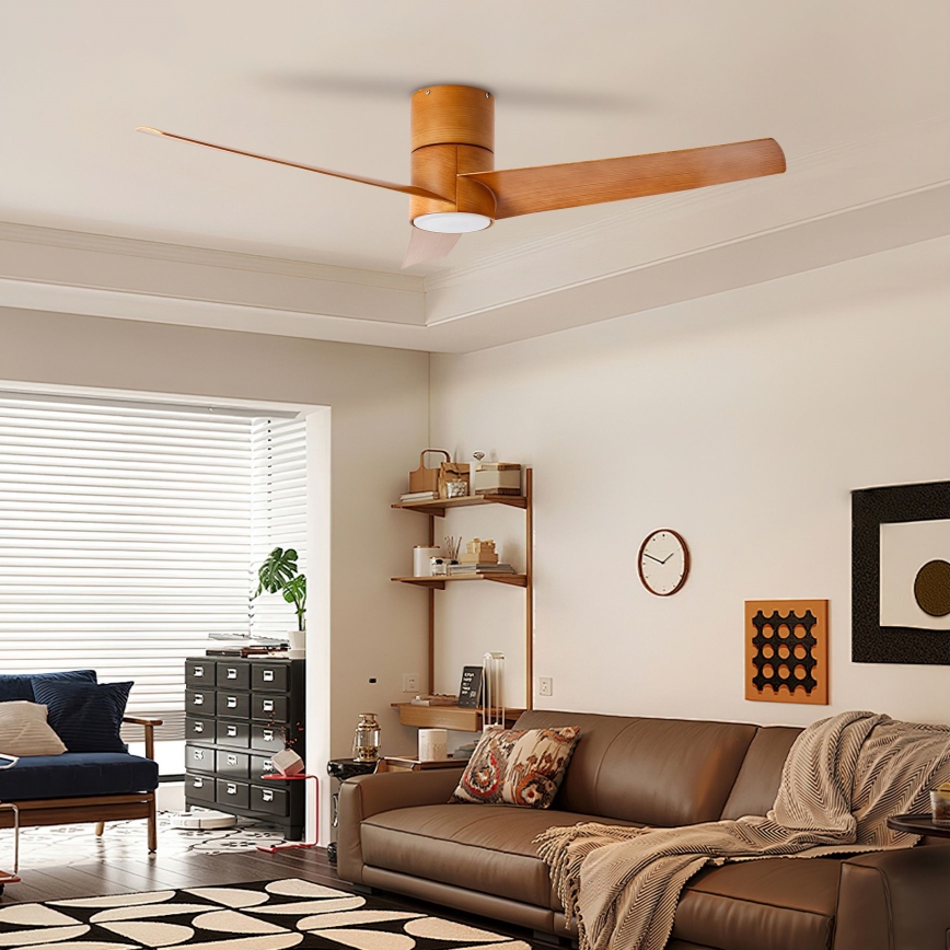 ZEVENTI - LED-Deckenventilator BARROSA LED/18W/230V 3000/4000/6000K Wi-Fi Tuya braun + Fernbedienung