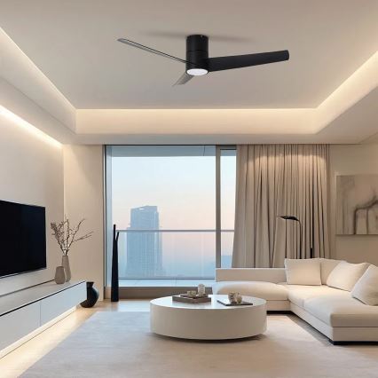 ZEVENTI - LED-Deckenventilator BARROSA LED/18W/230V 3000/4000/6000K Wi-Fi Tuya schwarz + Fernbedienung