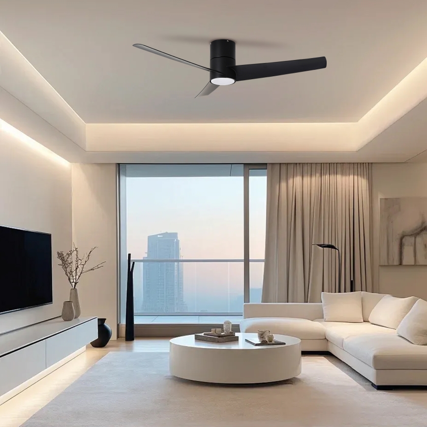 ZEVENTI - LED-Deckenventilator BARROSA LED/18W/230V 3000/4000/6000K Wi-Fi Tuya schwarz + Fernbedienung